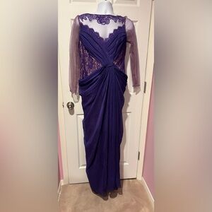 Tadashi Shoji: Elegant Purple Lace Evening Gown size 14
